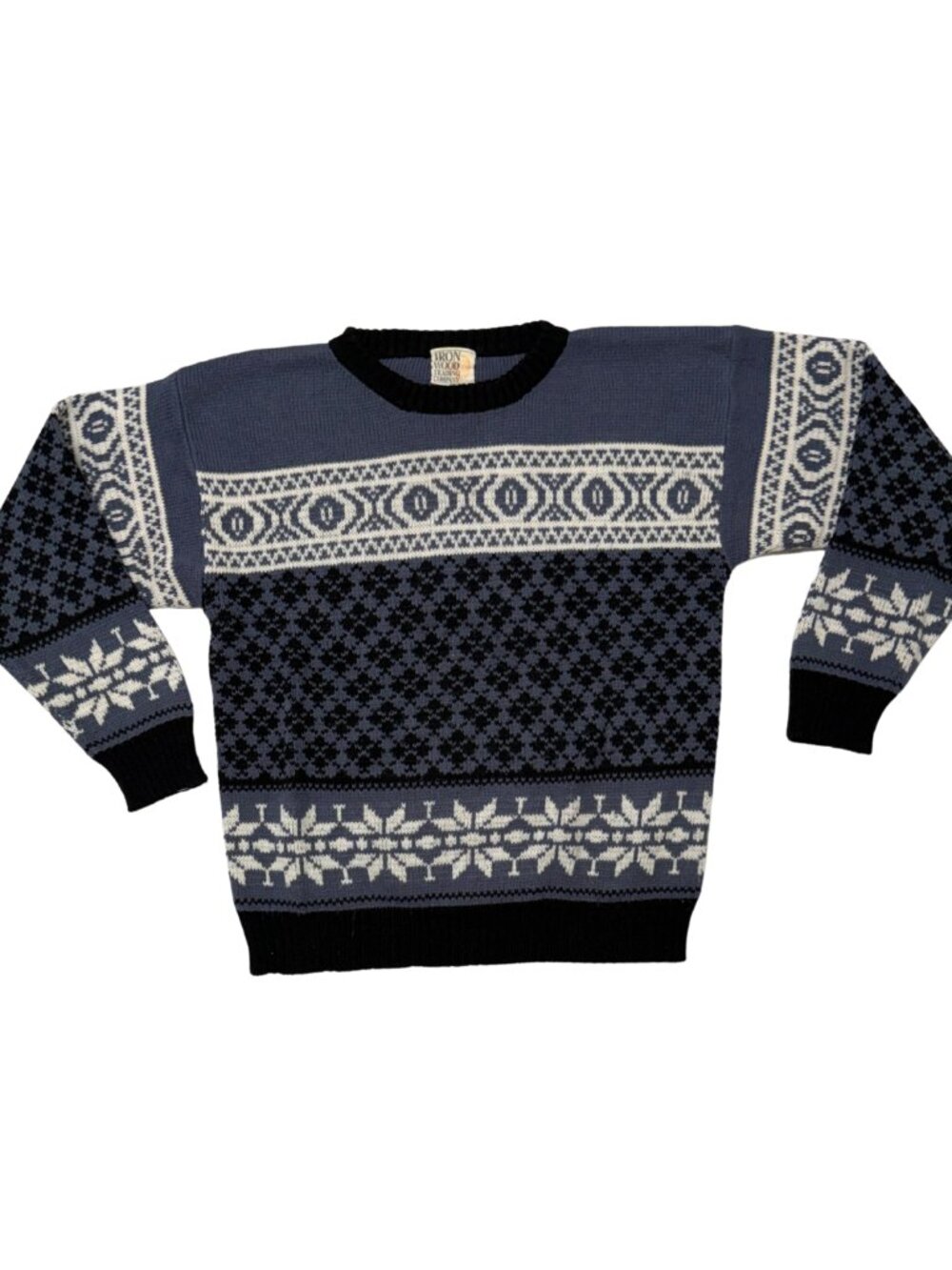 Vintage 90s Iron Wood Training Company Fair Isle Printed Sweater Size Medium